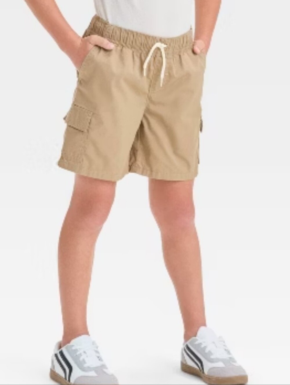 Kid's Beige Cargo Shorts With Drawstring - Grayson Threads - M(8)